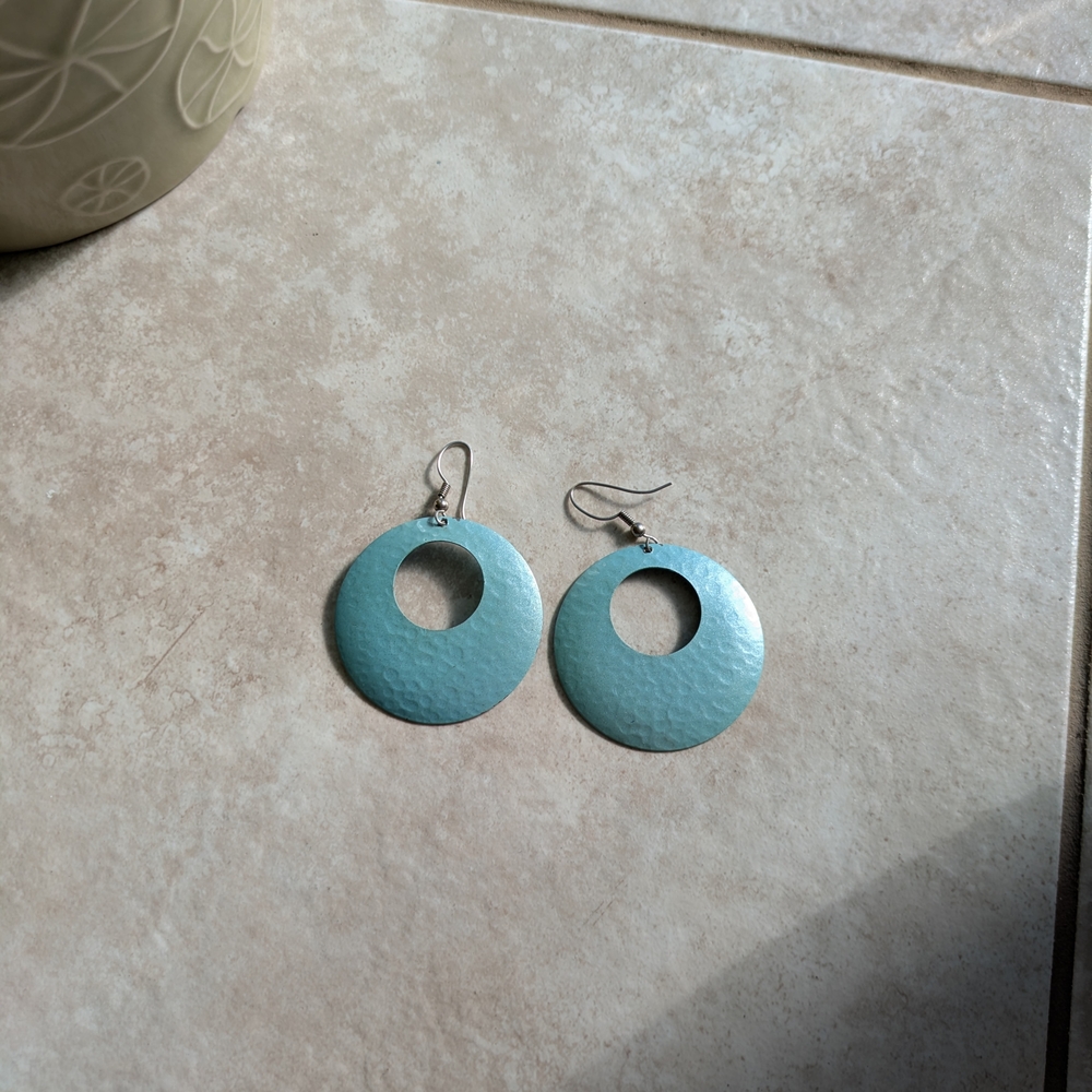 Funky Vintage Blue Circular Earrings